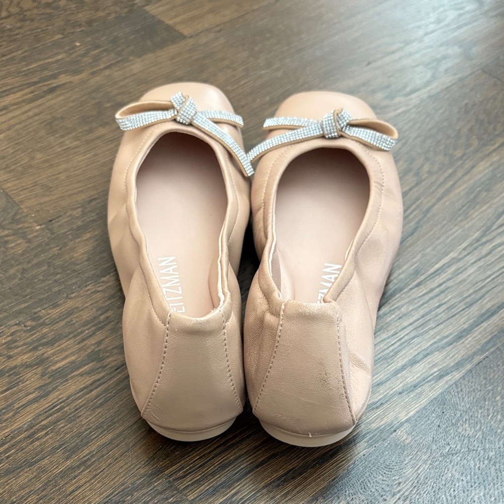 Stuart Weitzman Nude Bow Flats Sz 7 - Picture 2 of 8